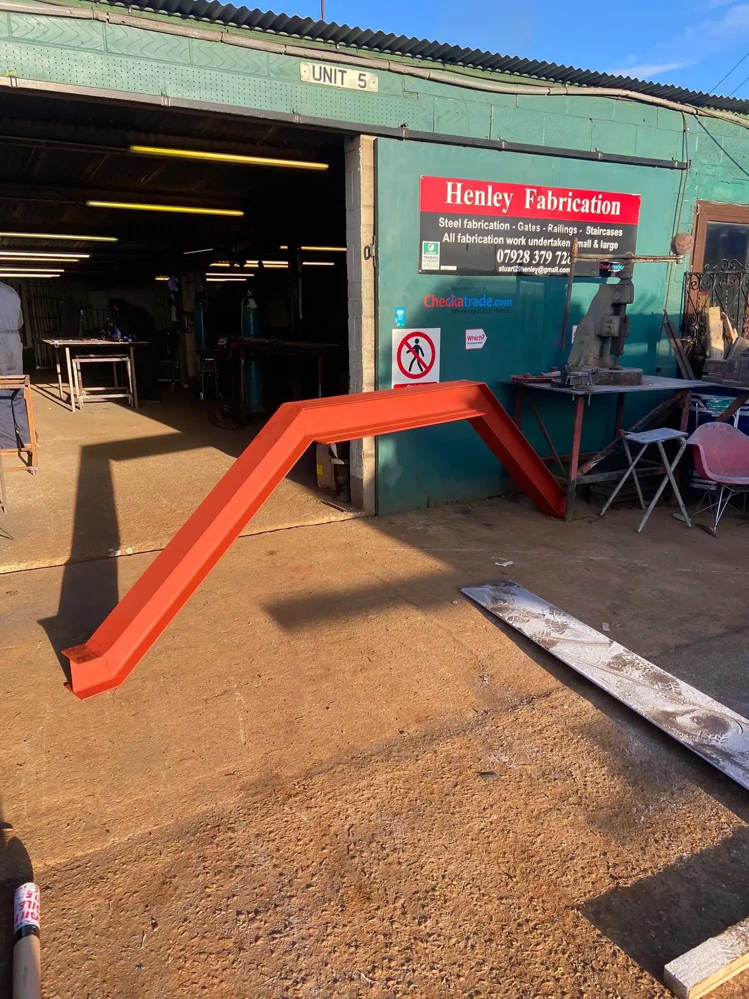 metal framework being constructed