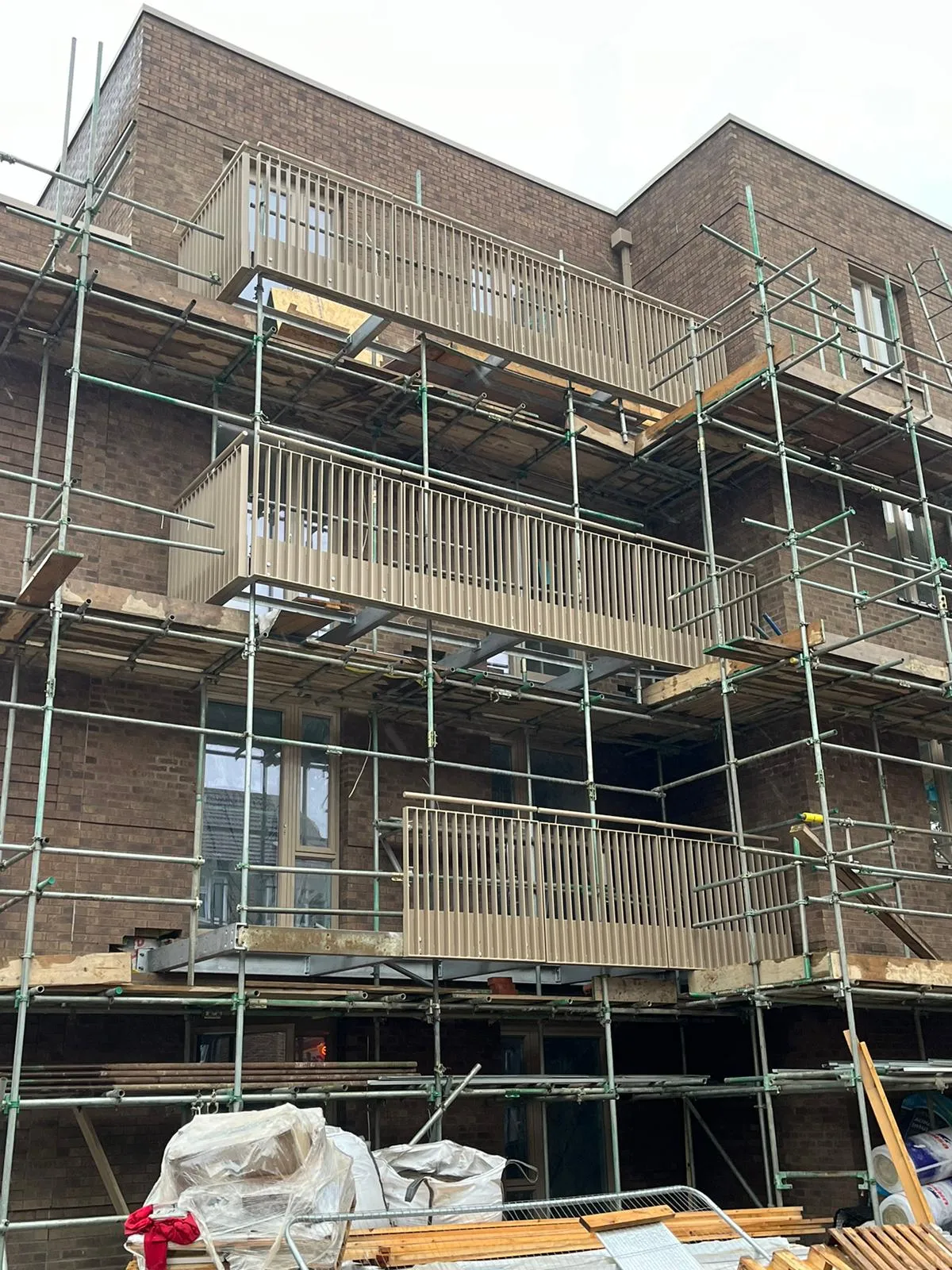 steel scaffolding outside block of flats