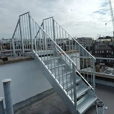 steel stairs on the roof of a building